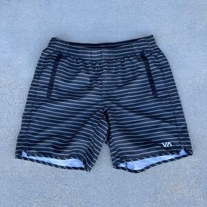 RVCA Performance Men Striped Shorts Black/Grey Size‎ S